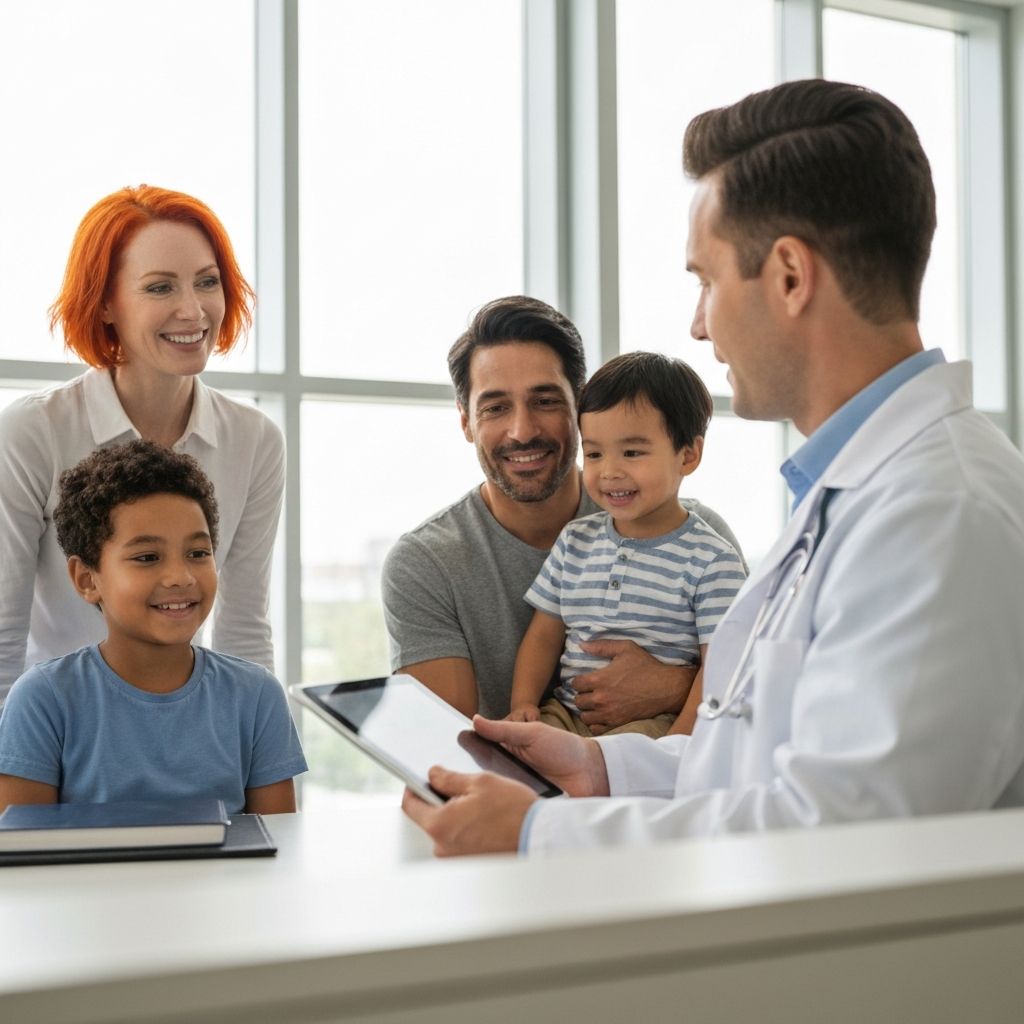 Doctor consultation with happy family